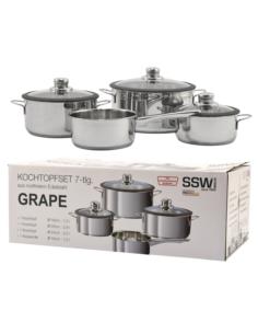 Garnki  7 elementów nierdzewne SSW Grape 400100