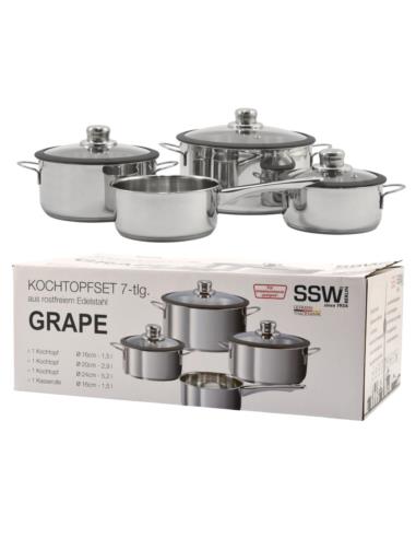 Garnki  7 elementów nierdzewne SSW Grape 400100