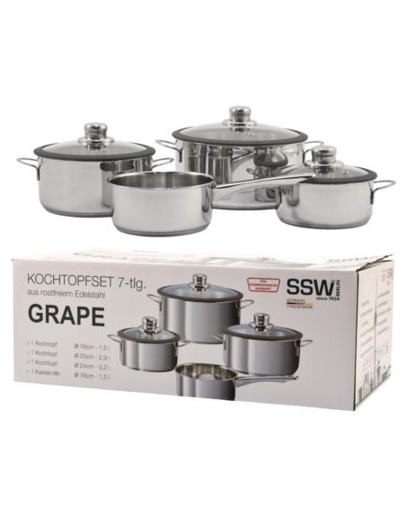 Garnki  7 elementów nierdzewne SSW Grape 400100
