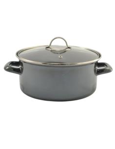 Garnek emalia 24cm 3,7L Metallic czarny z pokrywką