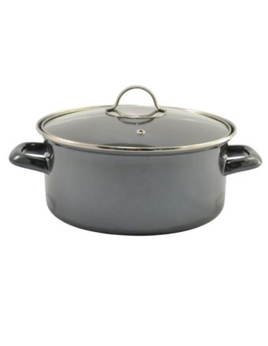 Garnek emalia 24cm 3,7L Metallic czarny z pokrywką