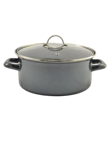Garnek emalia 24cm 3,7L Metallic czarny z pokrywką