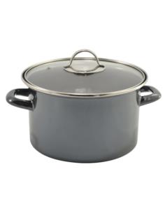 Garnek emalia 22cm 3,7L Metallic czarny z pokrywką
