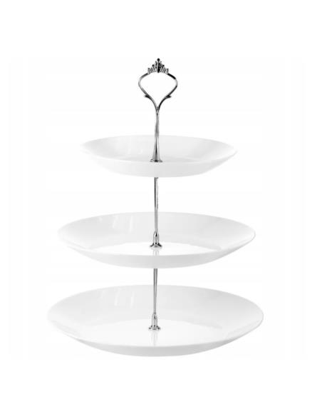 Patera 3-poziomowa okrągła Sonia biała opal