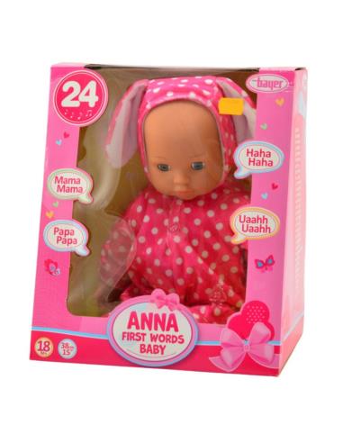 Lalka bobas Anna pierwsze słowa 38cm 93822AB królik