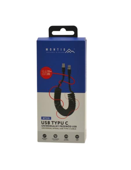 Kabel C - C USB typu C 1,5m spirala Montis MT131