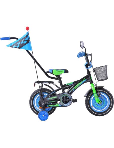 Rower 12" Racing czarno-niebiesko green