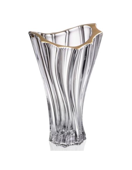 Wazon kryształ Bohemia Plantica Gold Rim 32cm