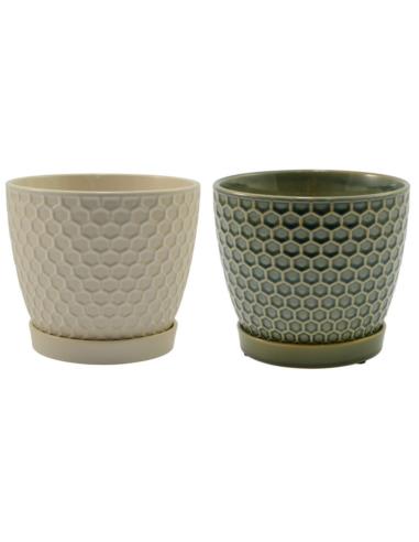 Doniczka-osłonka ceramiczna z podstawką 17cm ASC23240