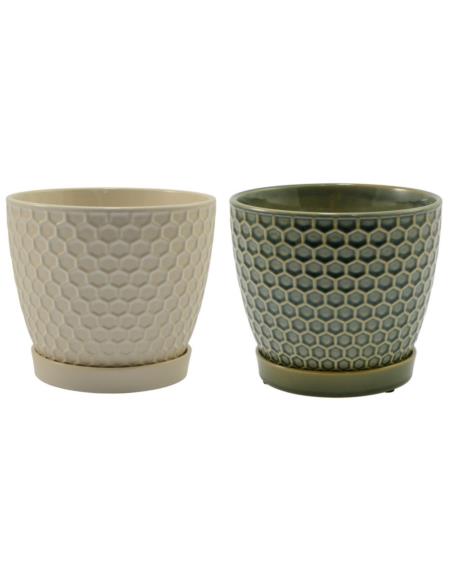 Doniczka-osłonka ceramiczna z podstawką 17cm ASC23240