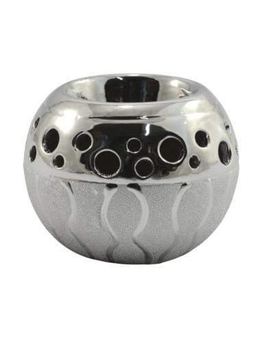 Świecznik ceramiczny 7cm srebrny WS13