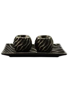 Patera ceramiczna 26x16,5cm + 2 świeczniki WB7