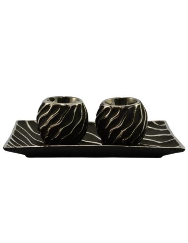 Patera ceramiczna 26x16,5cm + 2 świeczniki WB7
