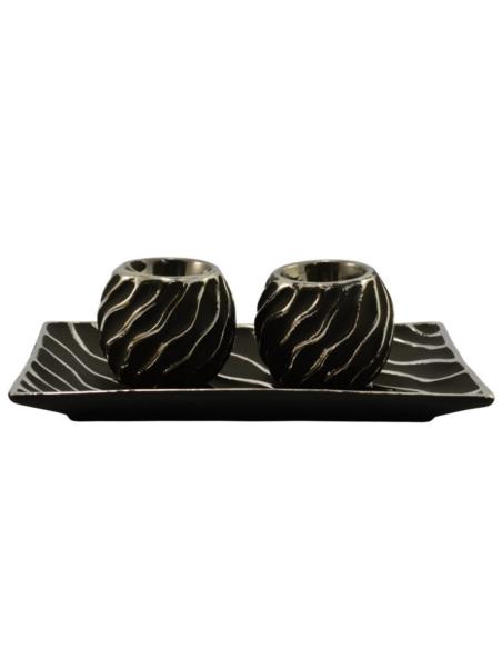 Patera ceramiczna 26x16,5cm + 2 świeczniki WB7