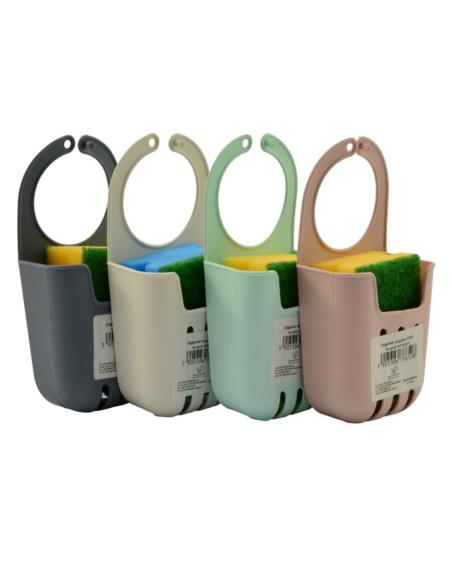Koszyk silikonowy na kran z gąbką 4x8,5x17,5cm mix