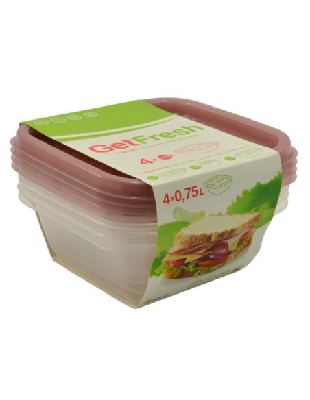 Pojemniki plastikowy do żywności 4x0,75L Fresh mix