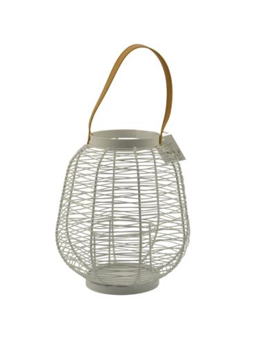 Lampion metalowy 25cm biały VIC001