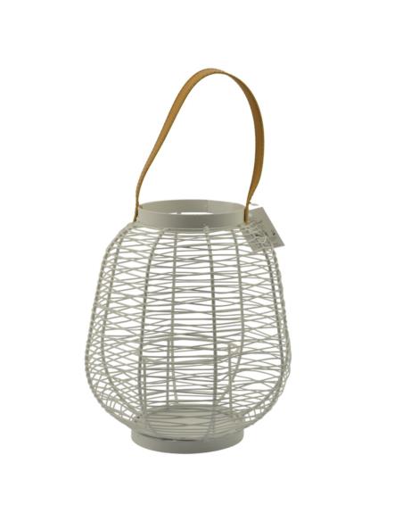 Lampion metalowy 25cm biały VIC001