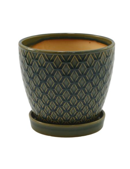 Doniczka ceramiczna z podstawką 17cm h-15cm ASC23237 mix