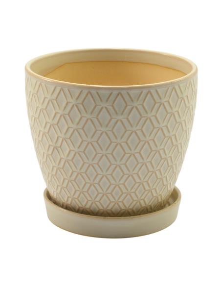 Doniczka ceramiczna z podstawką 17cm h-15cm ASC23237 mix