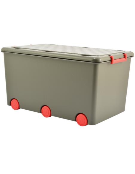 Pojemnik na zabawki na kółkach grafitowy/czerwony 60L PW-001-163-C