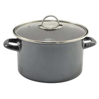 Garnek emalia 22cm 3,7L Metallic czarny z pokrywką
