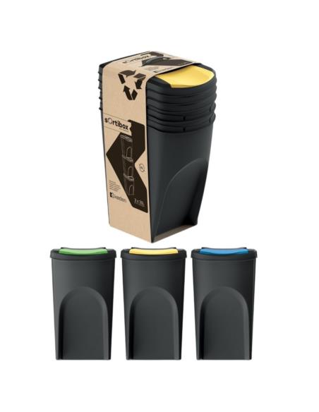 Kosze na śmieci 3x35L Sorti box czarny IKWB35S3-S411
