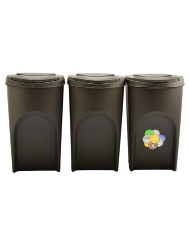 Kosze na śmieci 3x35L Sorti box czarny IKWB35S3-S411