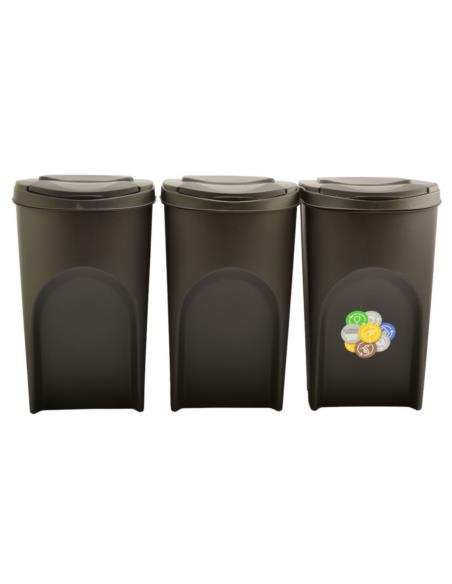 Kosze na śmieci 3x35L Sorti box czarny IKWB35S3-S411