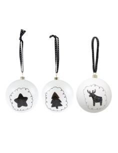 Bombka plastik 7,5cm Black and White mix