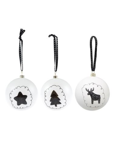 Bombka plastik 7,5cm Black and White mix