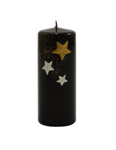 Świeca bożonarodzeniowa Walac 15cm gwiazdki czarna 3538
