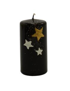 Świeca bożonarodzeniowa Walac 12cm gwiazdki czarna 3453