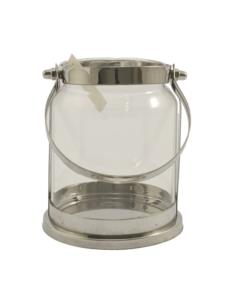 Lampion metal/szkło 15x12cm srebrny