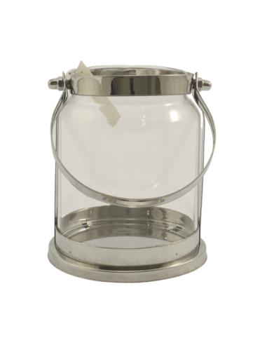 Lampion metal/szkło 15x12cm srebrny