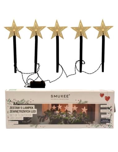 Lampki LED gwiazdki biały ciepły 35,5cm 5szt