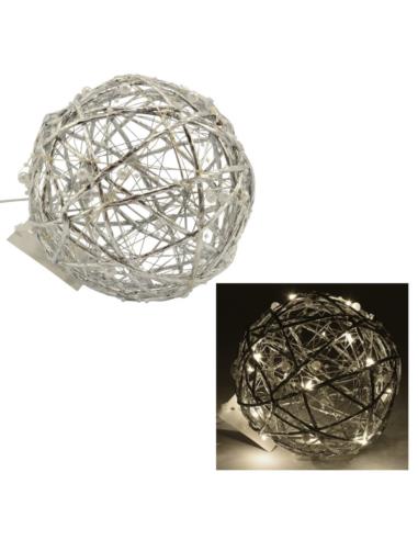 Ozdoba bożonarodzeniowa Kula LED 15cm srebrna