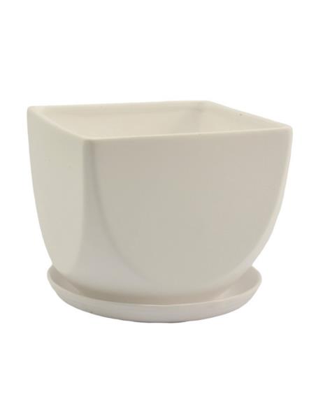 Doniczka ceramiczna z podstawką Kwadrat 21 Mix