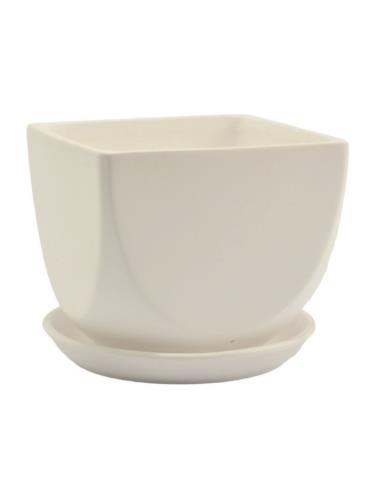 Doniczka ceramiczna z podstawką Kwadrat 19 Mix