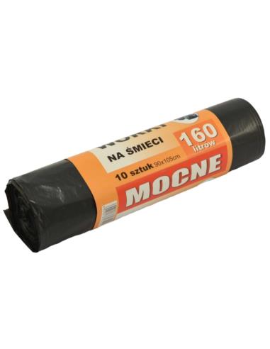Worki na śmieci 160L 10szt czarne mocne