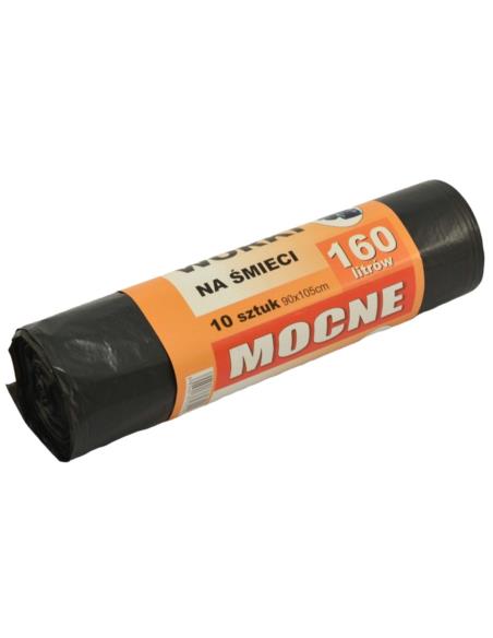 Worki na śmieci 160L 10szt czarne mocne