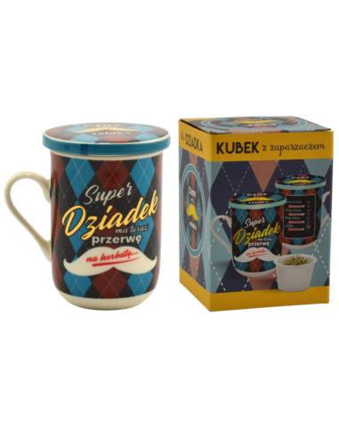 Kubek zaparzacz 330ml Dzień Dziadka Super Dziadek ma teraz przerwę na herbatę