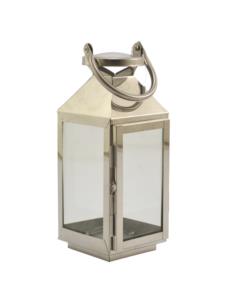 Lampion metal/szkło Latarnia 25cm srebrny CC6638-S