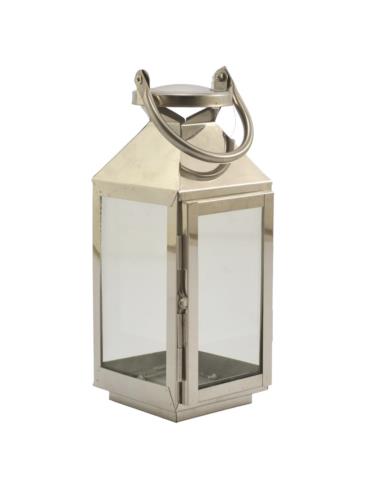 Lampion metal/szkło Latarnia 25cm srebrny CC6638-S