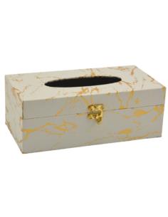 Pojemnik na chusteczki 25x13x9,5cm biało-złoty
