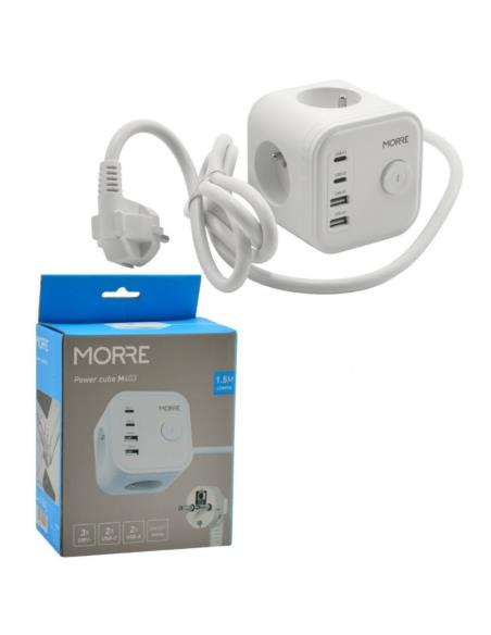 Listwa zasilająca Morre 3 gniazda 1,5m 2xUSB-A 2xUSB-C biała M403