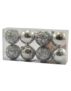 Bombki plastikowe 6cm 8szt srebrne