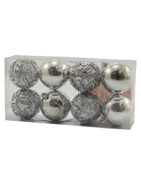 Bombki plastikowe 6cm 8szt srebrne