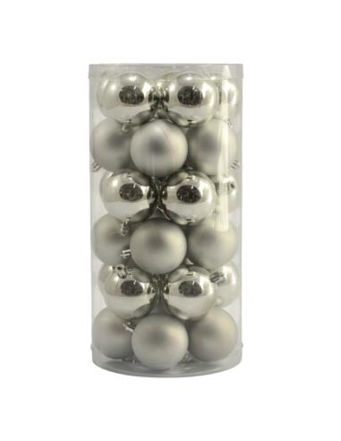 Bombki 30szt 6cm gładkie srebrne matowe SPB630