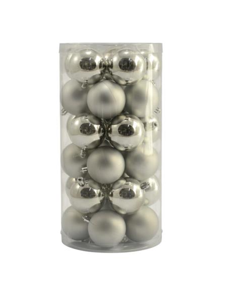 Bombki 30szt 6cm gładkie srebrne matowe SPB630